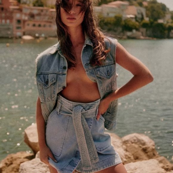 Sézane Leandra Skirt, FR36/US4, Bleach denim - Picture 3 of 5